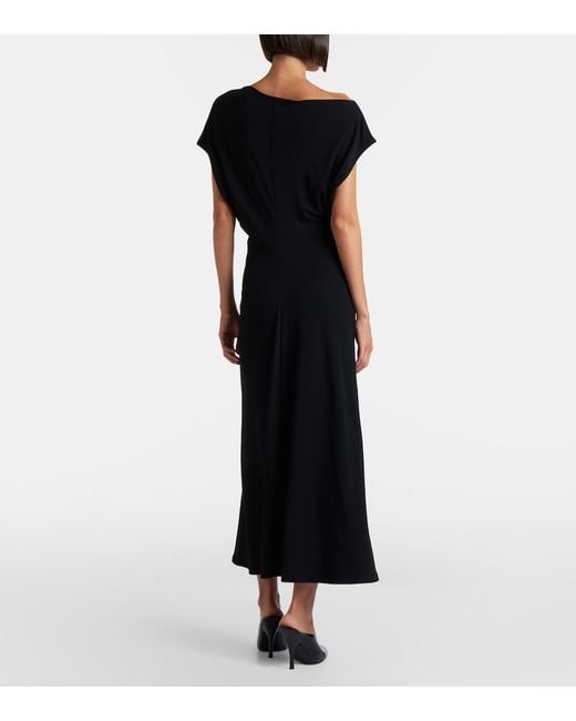 Vince Black Draped One-Shoulder Midi Dress