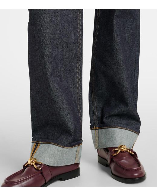 Bottega Veneta Blue Intrecciato Straight Jeans