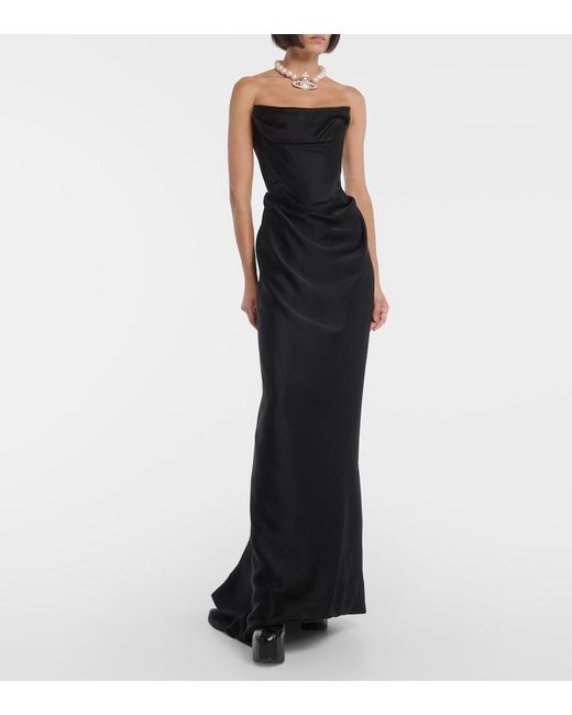 Vivienne Westwood Black Off-Shoulder Satin Gown