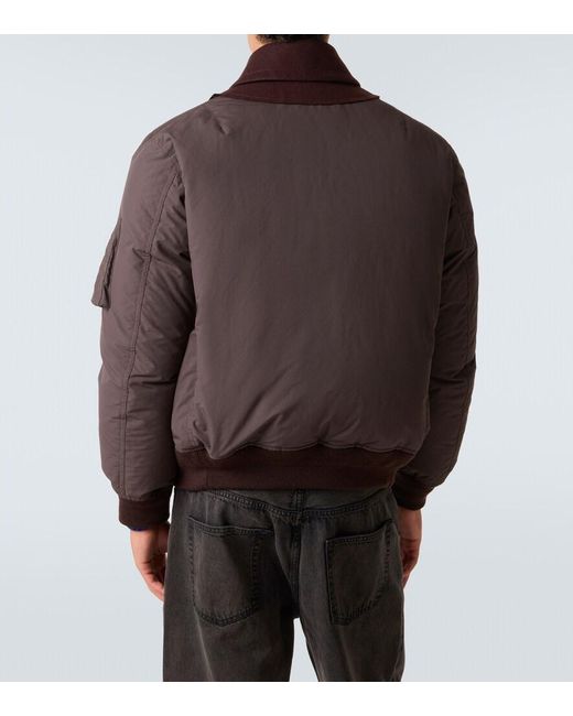 Sacai Brown Double-Breasted Wool Puffer Jacket for men