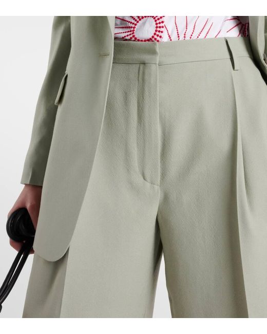 Dries Van Noten Green Gerade Mid-Rise-Hose Aus Wolle
