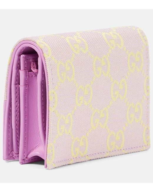 Gucci Purple GG Leather-trimmed Canvas Card Holder
