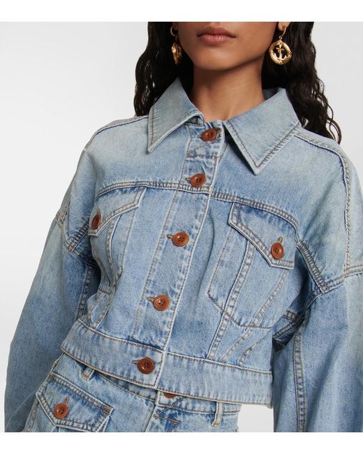 Zimmermann Blue Raie Cropped Jacket