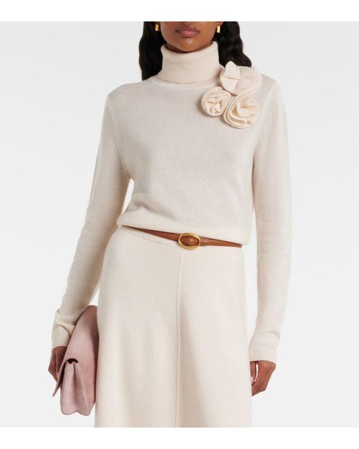 Jardin Des Orangers White Floral-Applique Wool And Cashmere Sweater