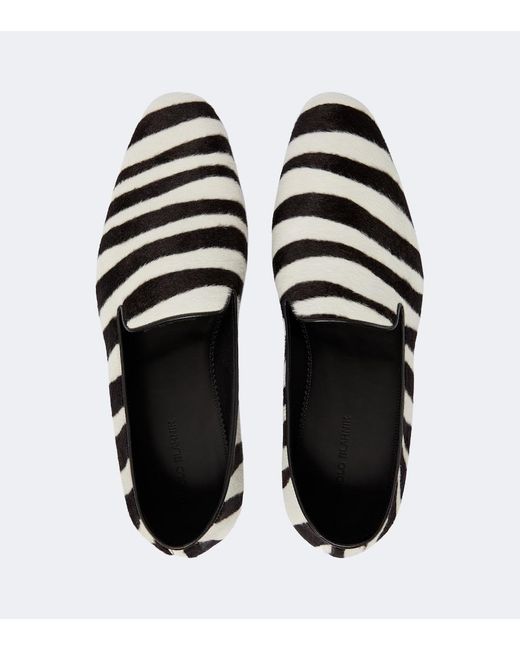 Manolo Blahnik Black Mario Zebra-Print Calf Hair Loafers for men