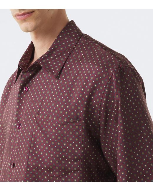 Saint Laurent Red Printed Silk Twill Shirt for men
