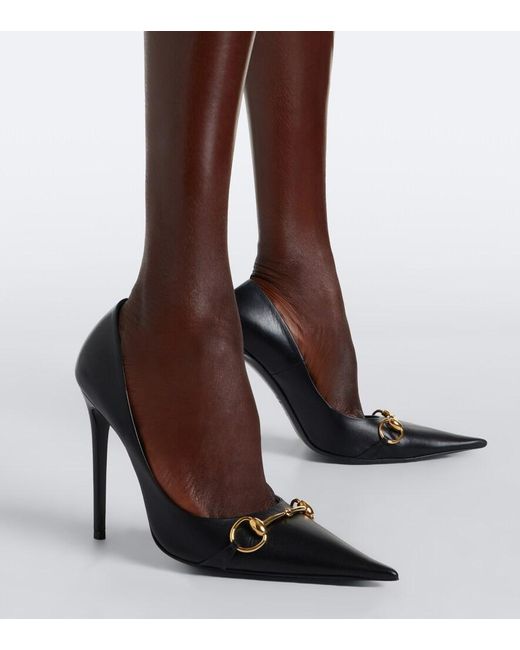 Gucci Black Donna Horsebit Leather Pumps