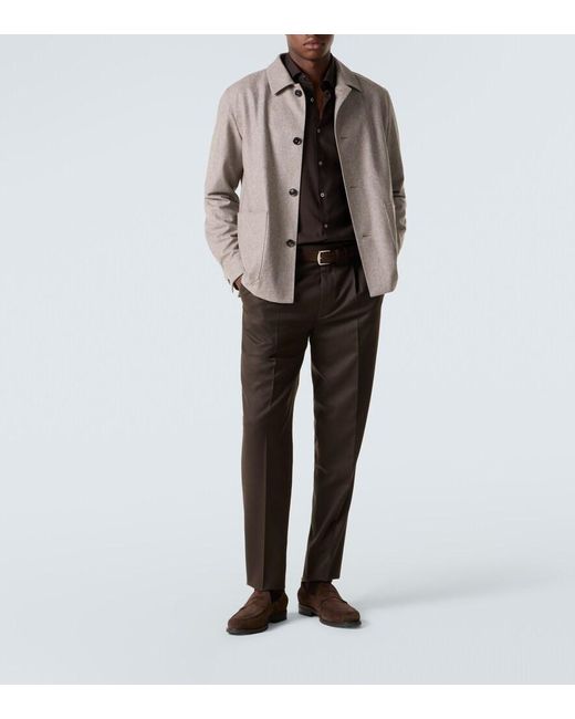 Zegna Black Cotton And Cashmere Shirt for men