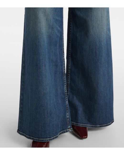 Nili Lotan Blue Rolland Mid-Rise Wide-Leg Jeans