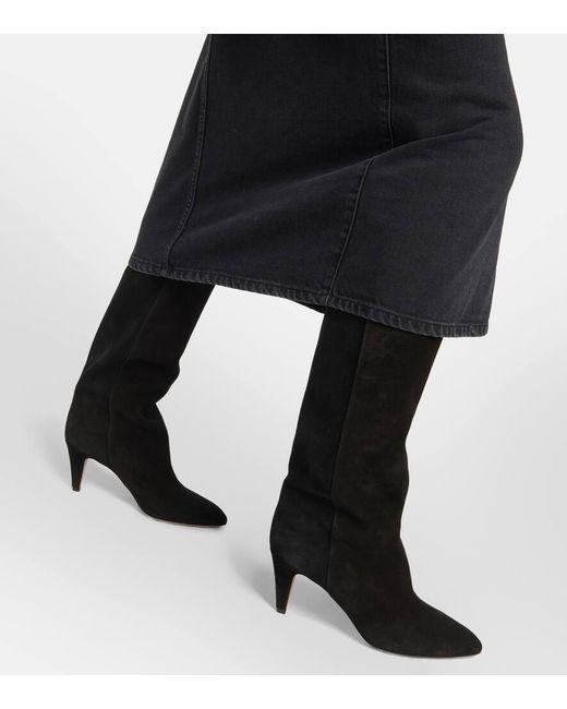 Isabel Marant Black Lispa Suede Knee-high Boots