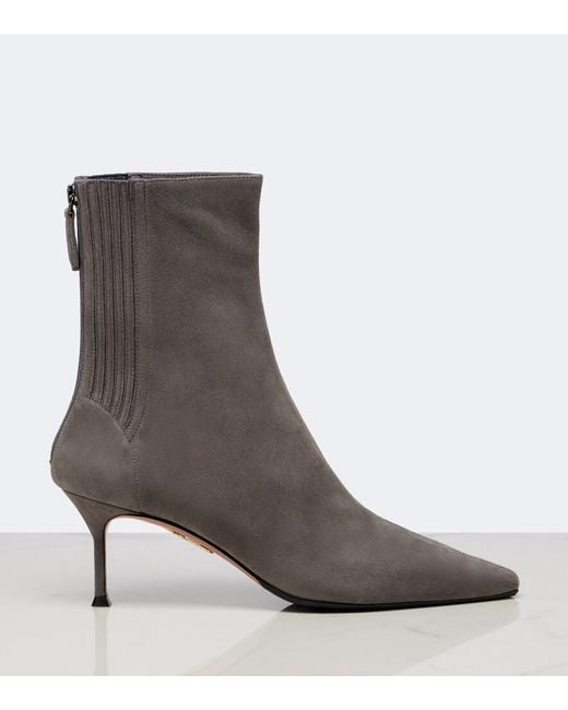 Aquazzura Gray Saint Honore Suede Ankle Boots