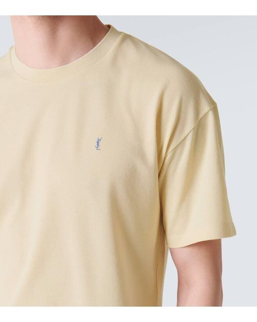 Camiseta Cassandre de pique de mezcla de algodon Saint Laurent de hombre de color Natural