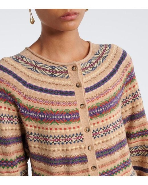 Polo Ralph Lauren Pink Fair Isle Jacquard Wool-Blend Cardigan