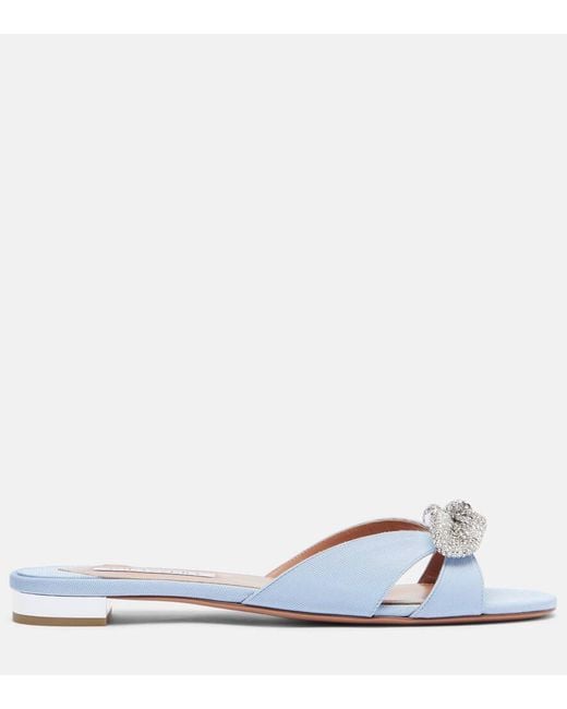 Aquazzura White Very Bow Tie Embellished Flats
