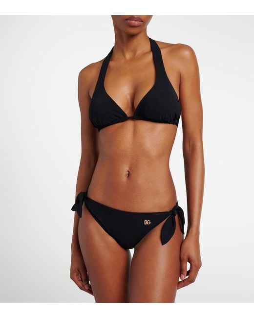 Dolce & Gabbana Black Bikini Slip With Side Bows