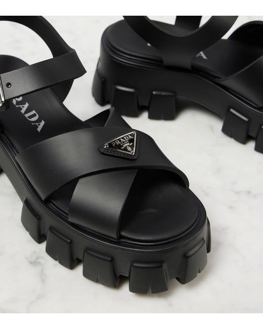 Prada Black Plateausandalen Monolith