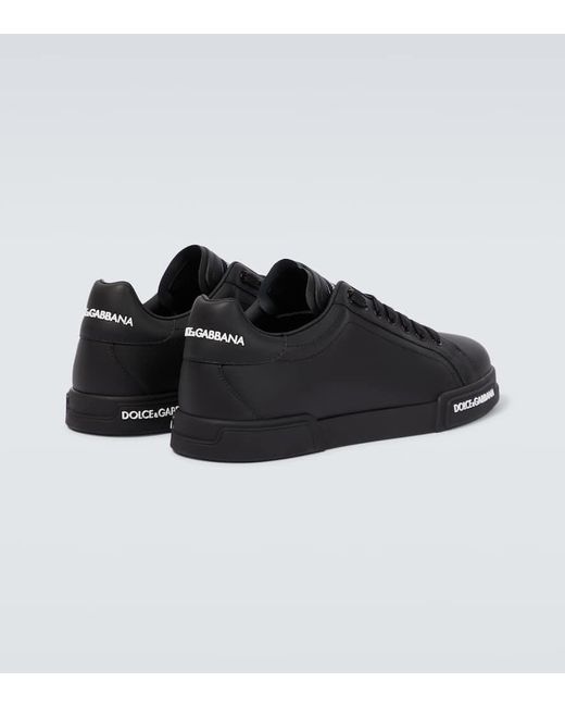 Sneakers in pelle con logo di Dolce & Gabbana in Black da Uomo