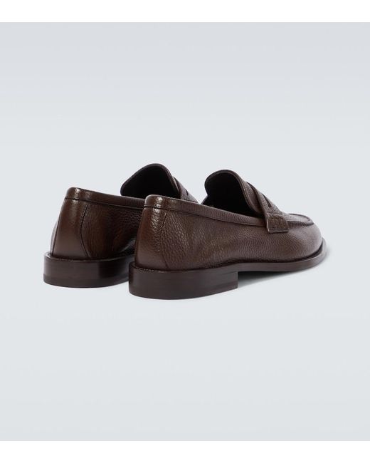 Manolo Blahnik Brown Perry Leather Penny Loafers for men