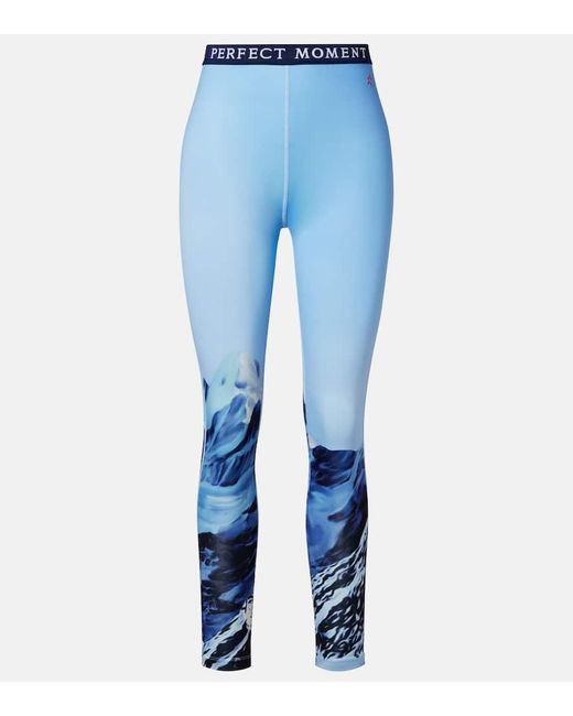 Perfect Moment Blue Printed Leggings