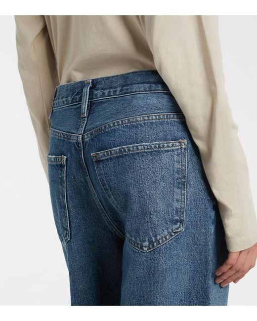 Agolde Blue Low Slung Baggy Mid-Rise Wide-Leg Jeans