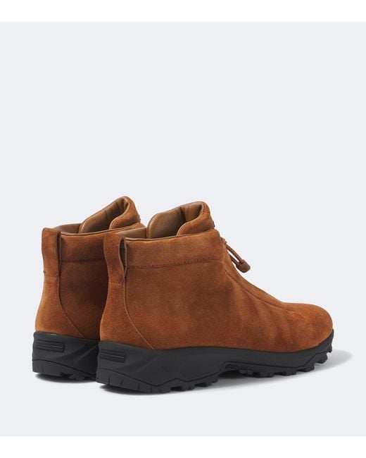 Zegna Brown Triple Stitch Vetta Suede Sneakers for men