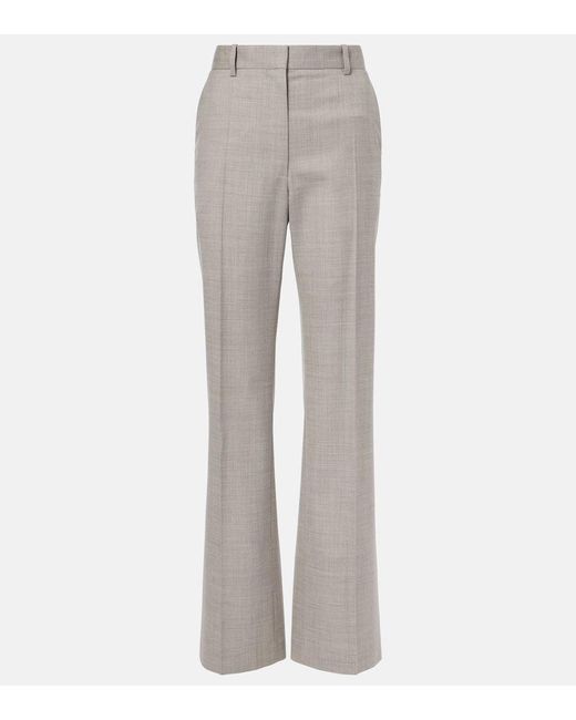 The Row Gray Diane Wool Straight Pants