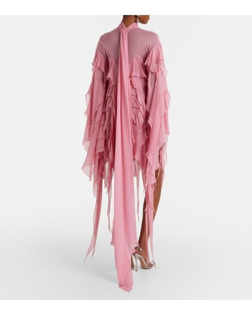 Blumarine Pink Tiered Chiffon Minidress