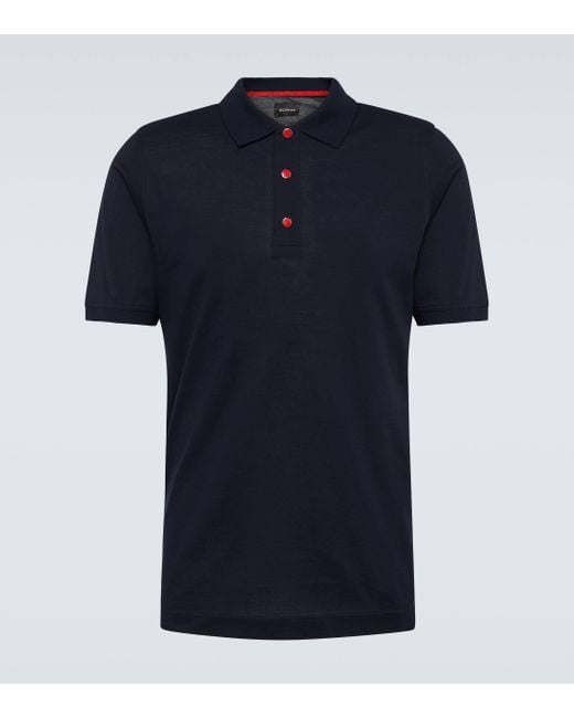 Kiton Blue Cotton Jersey Polo Shirt for men