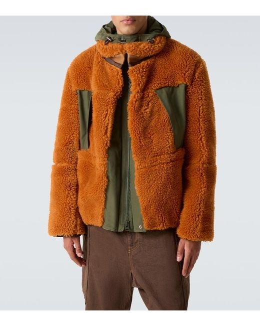 Sacai Orange Wool-Blend And Canvas Jacket for men