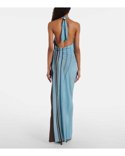 Sir Blue Rioja Striped Silk Crepe Maxi Dress