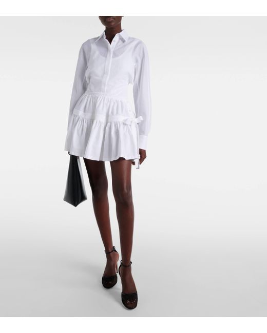 Alaïa White Bow-detail Ruffled Miniskirt