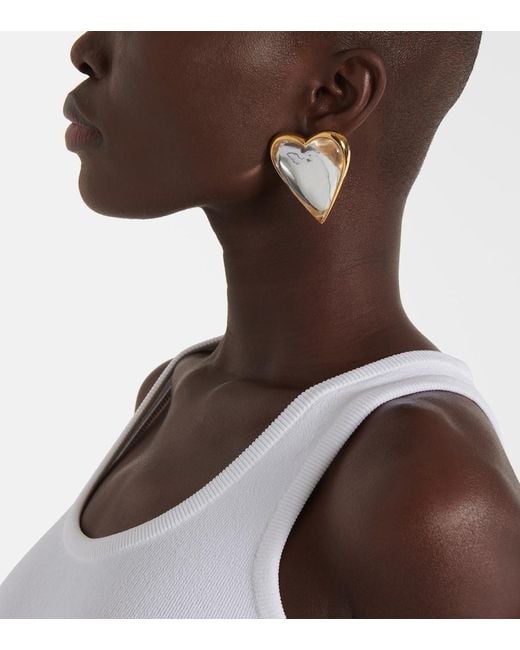Alaïa White Le Cour Bombe Heart-Shaped Earrings