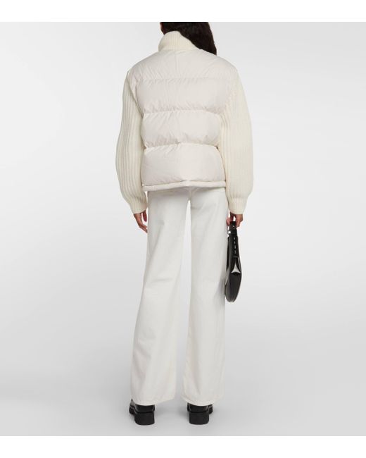 Moncler White Wool-trimmed Down Jacket