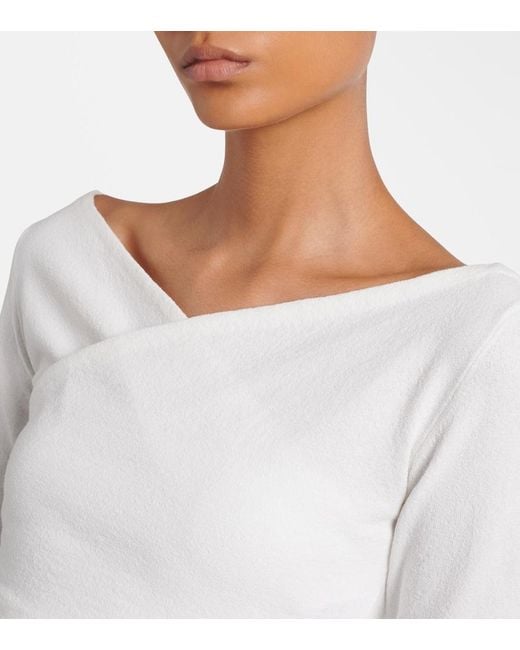 Alaïa White Cotton-Blend Crepe Wrap Top