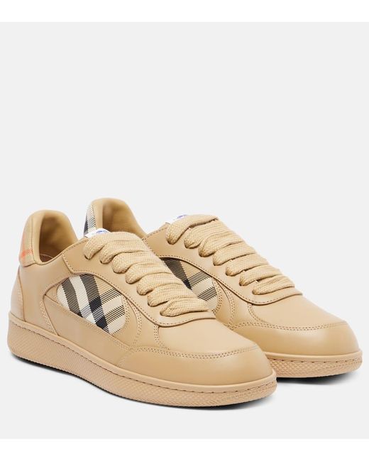 Burberry Natural Sneakers Check Aus Leder