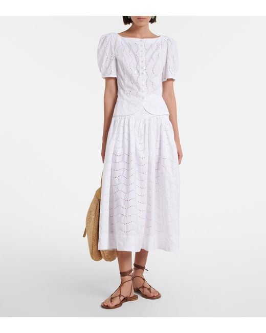 Polo Ralph Lauren White Broderie Anglaise Cotton Top
