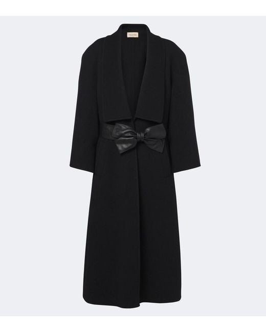 Valentino Black Bow-Detail Wool And Cashmere Coat