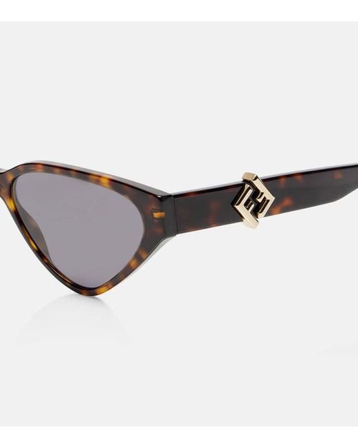 Fendi Brown Ff Diamonds Cat-Eye Sunglasses