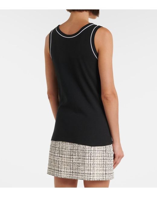 Valentino Black Vlogo Cotton Jersey Tank Top