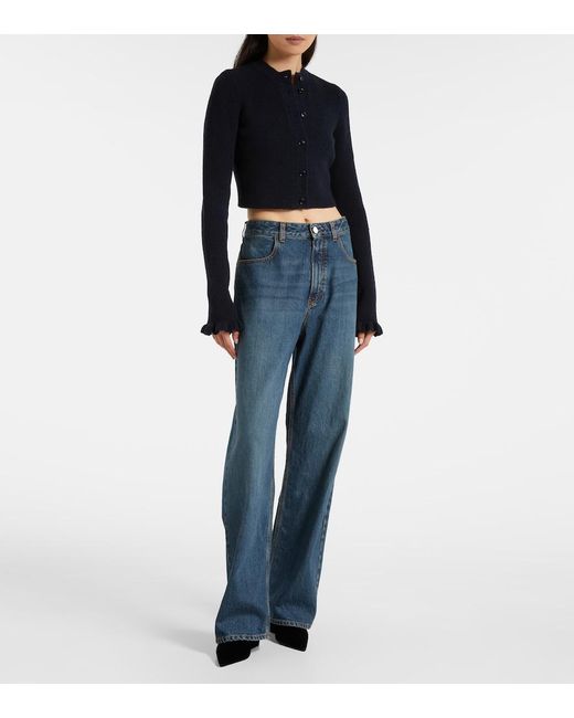 Alaïa Black Cube 75 Velvet Wedge Mules