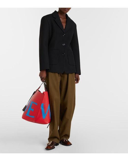 Loewe Red Bilbao Large Leather Bucket Bag