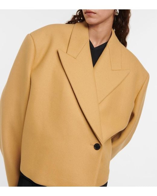 Khaite Natural Raymond Cropped Wool-Blend Jacket