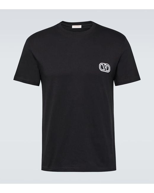 T-shirt VLogo in jersey di cotone di Valentino in Black da Uomo