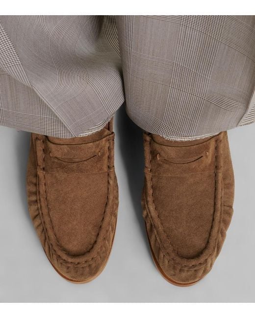 Max Mara Brown Suede Penny Lofaers