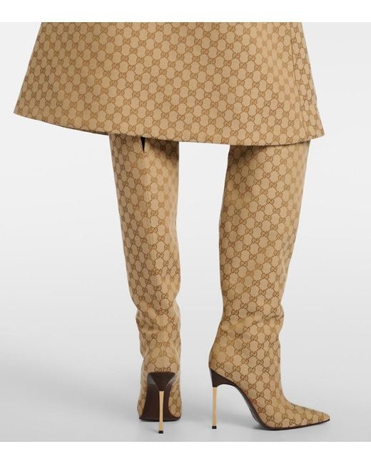 Gucci Natural Bombshell Gg Canvas Over-The-Knee Boots