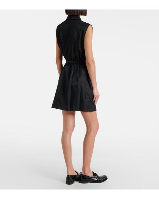 Vestido Corto De Re-Nylon Con Cinturon Prada de color Black