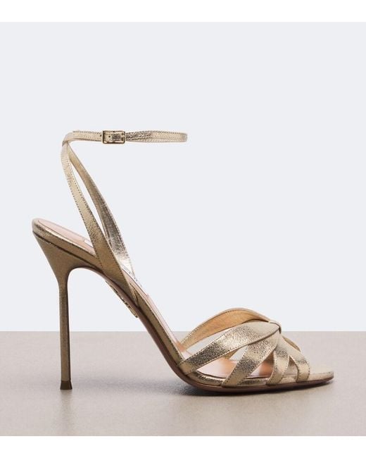 Aquazzura Soulmate Metallic Leather Sandals