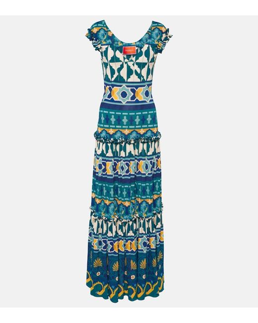 LaDoubleJ Blue Pimento Printed Jersey Maxi Dress