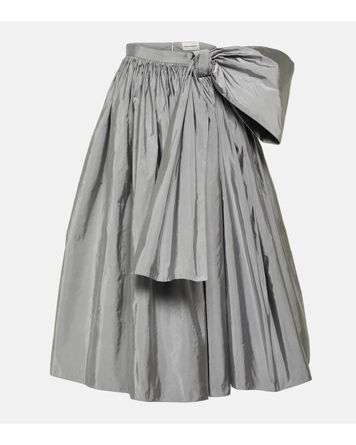 Falda midi plisada con lazo Alexander McQueen de color Gray