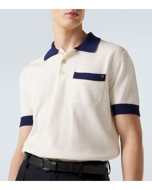 Valentino White Vgold Cotton Polo Shirt for men